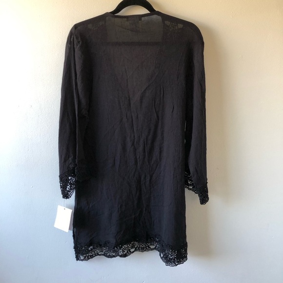 New La Blanca Black Embroidered Swim Coverup Tunic M - Picture 4 of 9